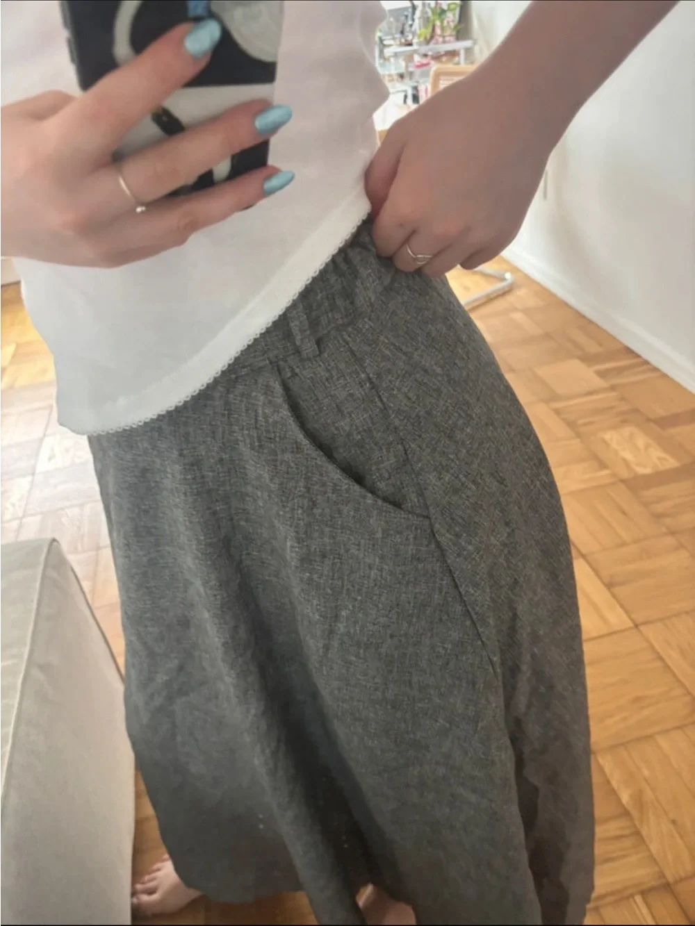 SHEIN gray maxi skirt with pockets - Picture 4 of 4